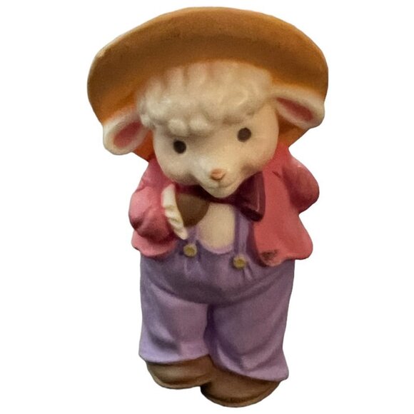 Vintage 1986 Hallmark Merry Miniatures Easter Lamb Sheep Boy Figurines - Picture 1 of 5